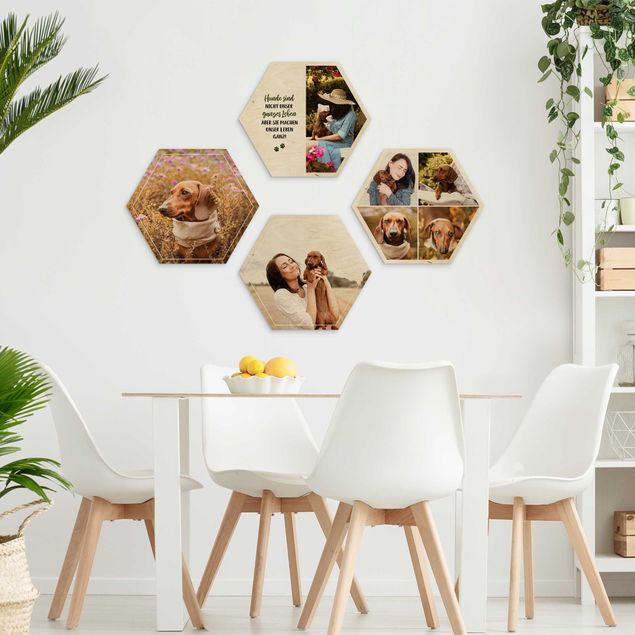Wandbilder Modern Mehrteiliges Hexagon Bild Holz selbst gestalten