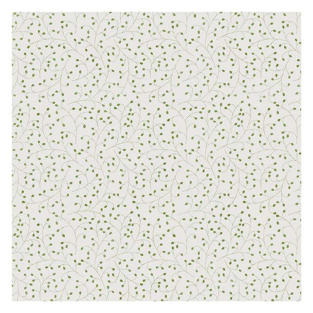 Fototapete kaufen Zarte Zweige Muster mit Punkten in Grün II