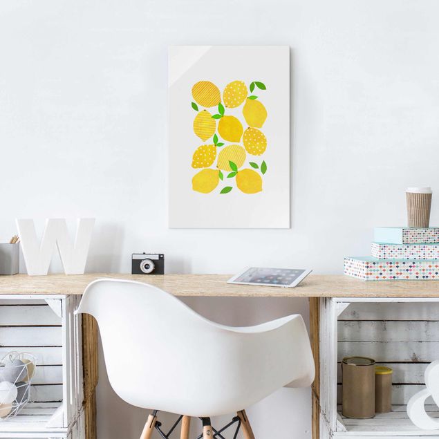 Wandbilder Kunstdrucke Zitronen mit Punkten