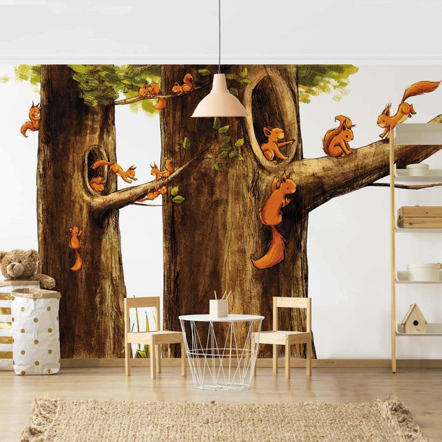 Tapete Baum Zuhause der Einhörnchen