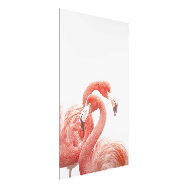 Glasbilder Tiere Zwei Flamingos