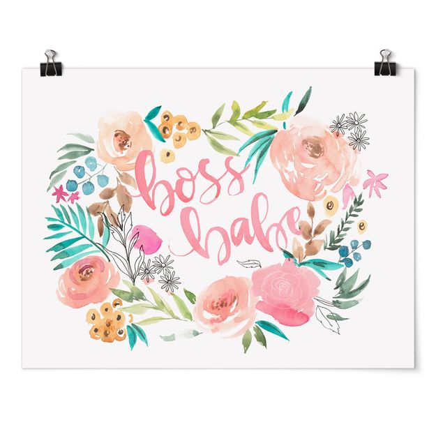 Wandbilder Blumen Rosa Blüten - Boss Babe