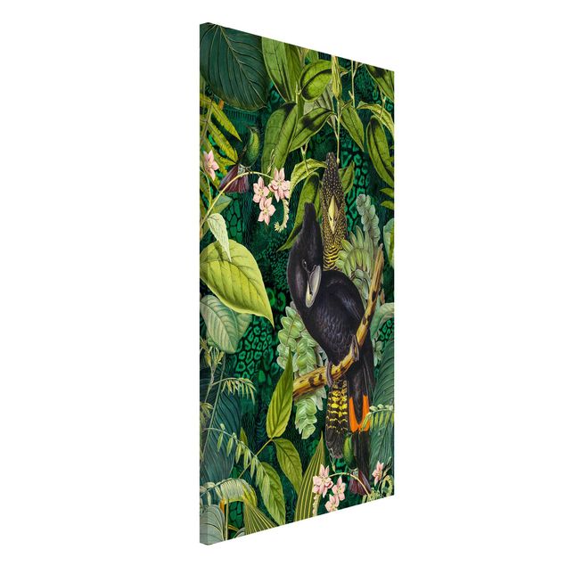 Wanddeko Küche Bunte Collage - Kakadus im Dschungel