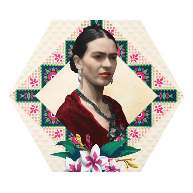 Foto auf Hartschaumplatte Frida Kahlo - Blumen und Geometrie