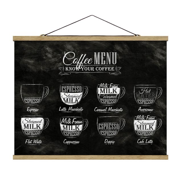 Wandbilder Modern Kaffeesorten Kreidetafel
