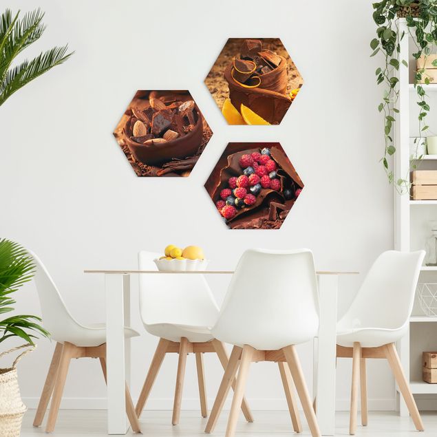 Wandbilder Gewürze Schokolade mit Früchten und Mandeln