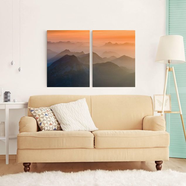 Leinwandbild Sonnenuntergang Blick von der Zugspitze