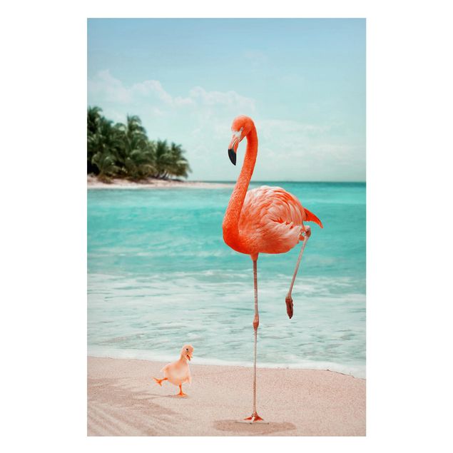 Küchen Deko Strand mit Flamingo