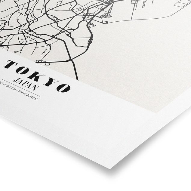 Poster schwarz-weiß Stadtplan Tokyo - Klassik