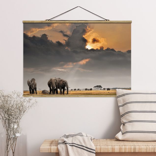 Wanddeko Küche Elefanten der Savanne