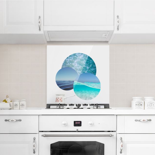 Küchenspiegel Glas Ozeane im Kreis