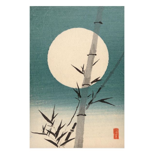 Wandbilder Bambus Japanische Zeichnung Bambus und Mond