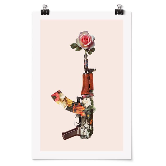 Poster Kunstdruck Waffe mit Rose