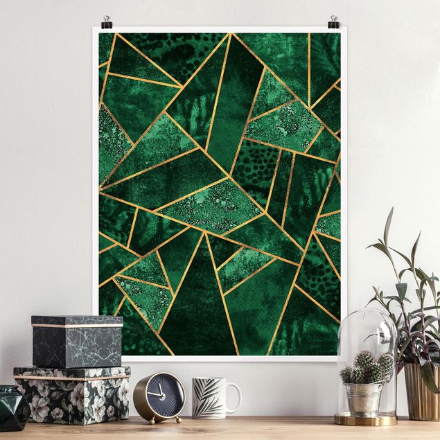 Kunstkopie Poster Dunkler Smaragd mit Gold