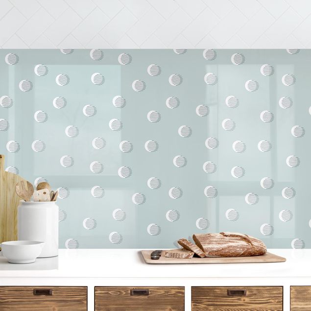 Küche Dekoration Muster mit Punkten und Linienkreisen auf Blaugrau II