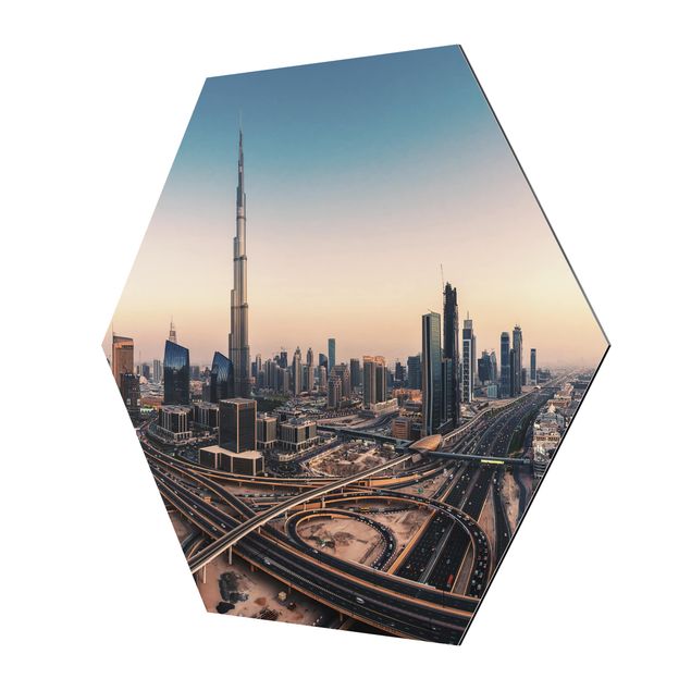 Hexagon Bilder Abendstimmung in Dubai