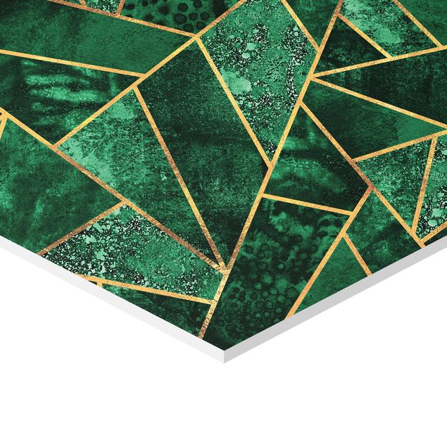 Bilder Hexagon Dunkler Smaragd mit Gold