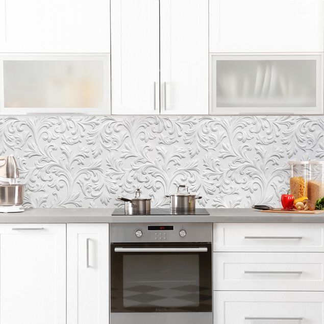 Küchenrückwand selbstklebend Barock Muster Gipsoptik