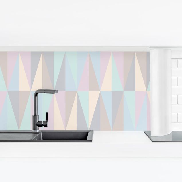 Küchenrückwand selbstklebend Dreiecke in Pastellfarben