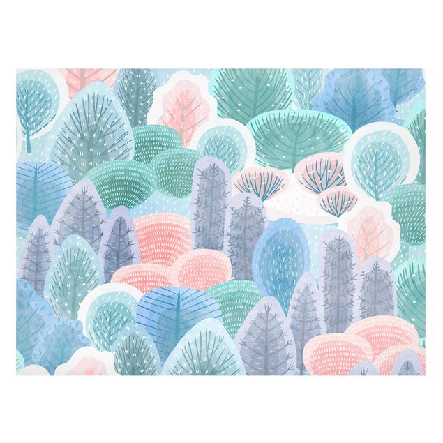 Wandbilder Bäume Glücklicher Wald in Pastell