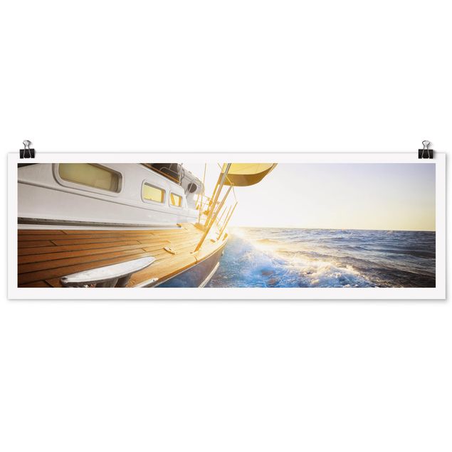 Wandbilder Meer Segelboot auf blauem Meer bei Sonnenschein