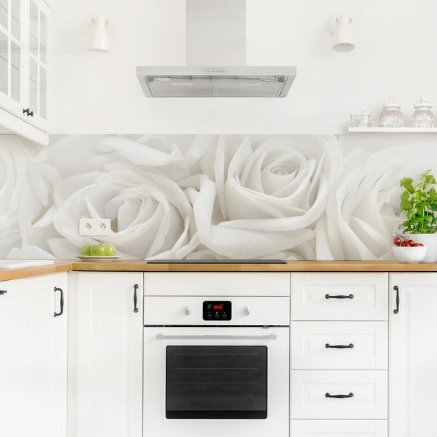Spritzschutz Küche Glas Weiße Rosen