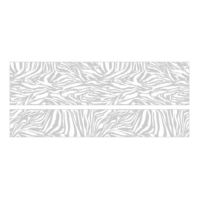 Möbelfolie für IKEA Malm Bett niedrig 180x200cm - Klebefolie Zebra Design Hellgrau