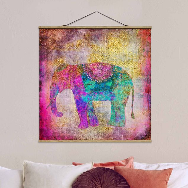 Küche Dekoration Bunte Collage - Indischer Elefant