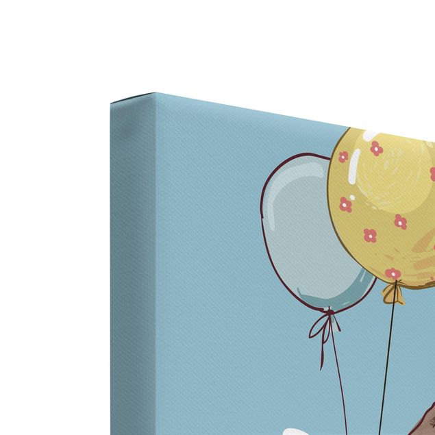 Wandbilder Modern Süße Tiere fliegen am Luftballon