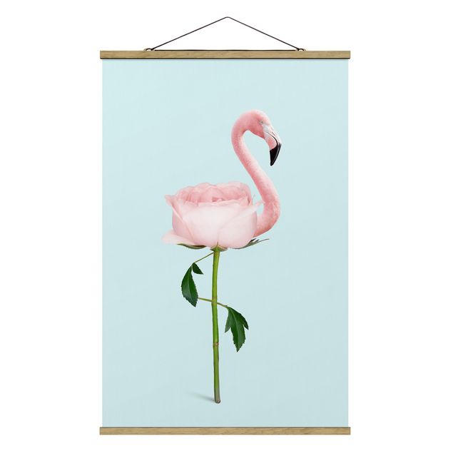 Wandbilder Kunstdrucke Flamingo mit Rose