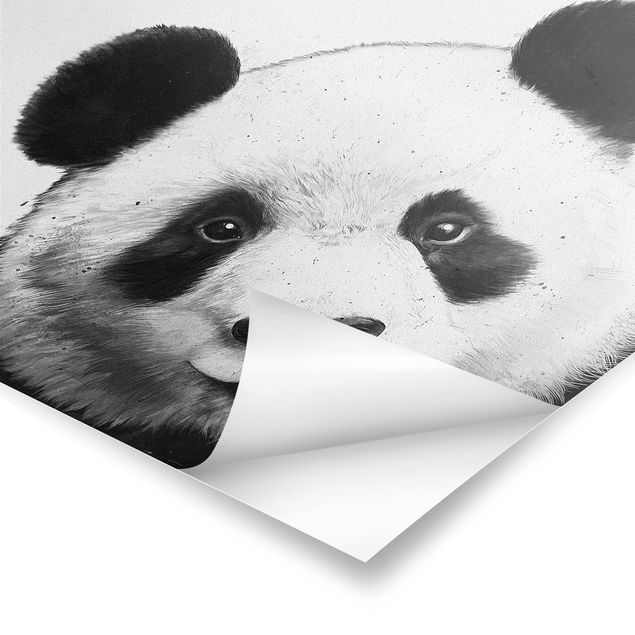 Wandbilder Schwarz-Weiß Illustration Panda Schwarz Weiß Malerei
