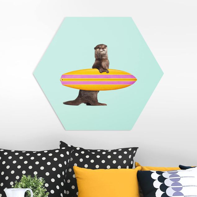 Küche Dekoration Otter mit Surfbrett
