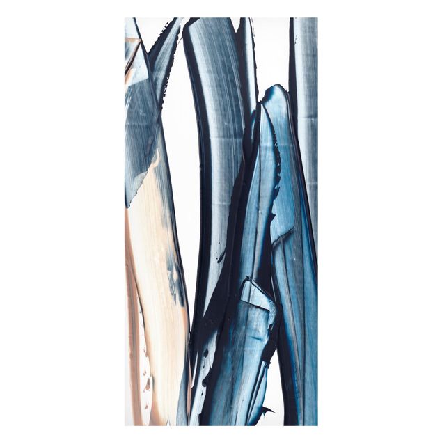 Magnettafel - Blau und Beige Streifen - Panorama Hochformat