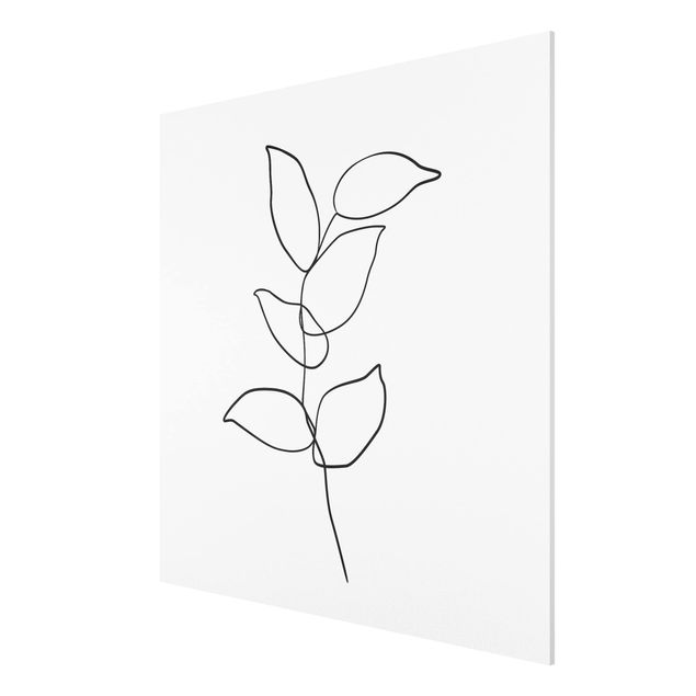 Wandbilder Floral Line Art Zweig Schwarz Weiß
