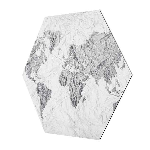 Wandbilder Papier Weltkarte Weiß Grau