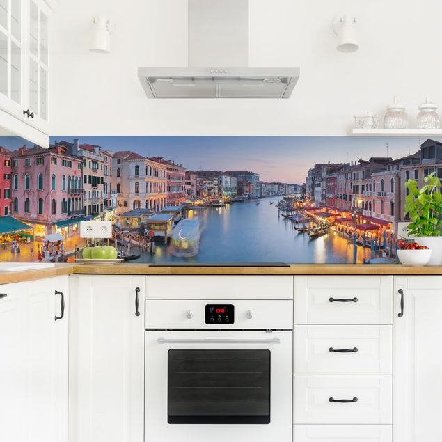 Küchenrückwand Folie selbstklebend Skyline Abendstimmung auf Canal Grande in Venedig