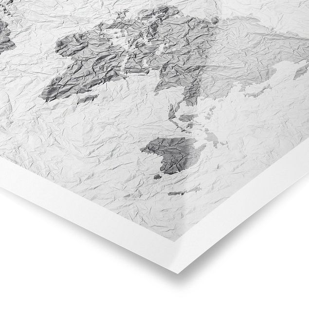 schöne Bilder Papier Weltkarte Weiß Grau