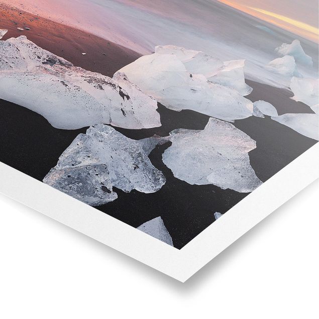 Poster Meer Eisbrocken bei der Gletscherlagune Jökulsárlon Island