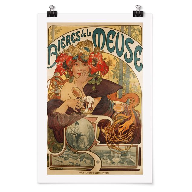 Kunstkopie Poster Alfons Mucha - Plakat für La Meuse Bier