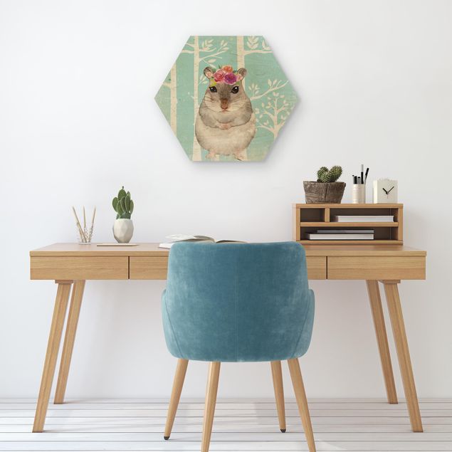 Wandbilder Modern Aquarell Hamster Türkis