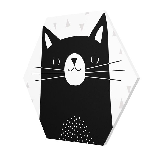 Wandbilder Schwarz-Weiß Tierpark mit Mustern - Katze