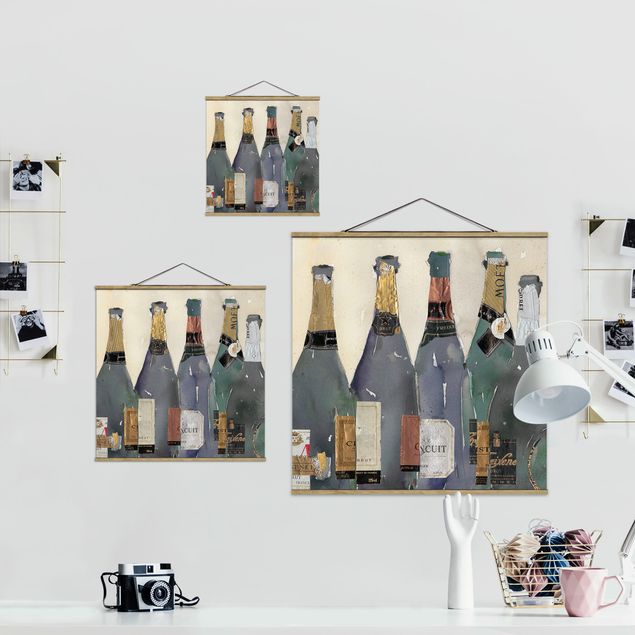 Stoffbild mit Posterleisten - Entkorkt - Champagner - Quadrat 1:1