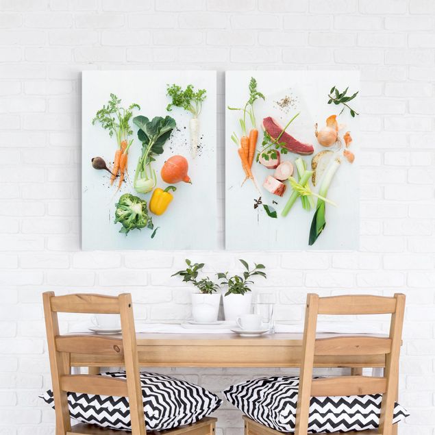 Wandbilder Gemüse Gemüse und Rinder-Bouillon