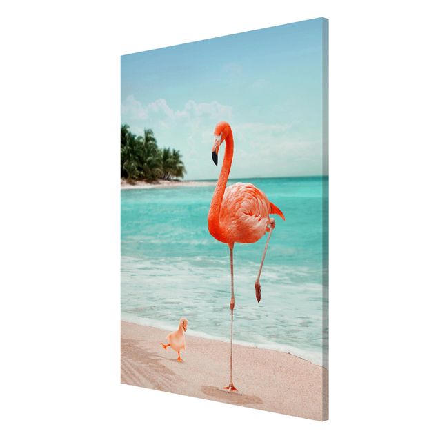 Wandbilder Strände Strand mit Flamingo