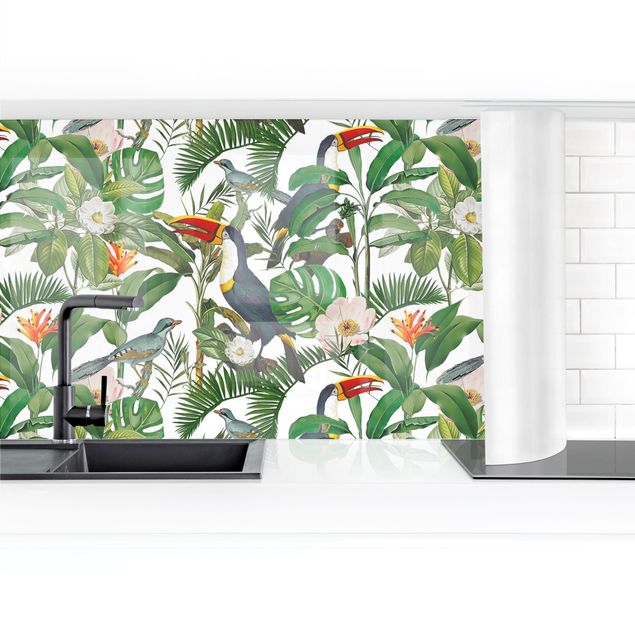 Bilder Andrea Haase Tropischer Tukan mit Monstera und Palmenblättern II