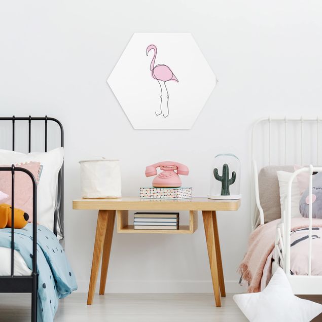 Wandbilder Tiere Flamingo Line Art