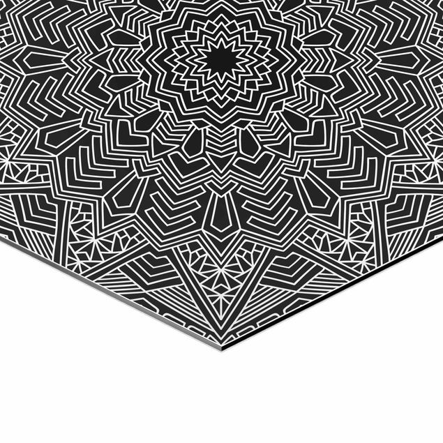 Wandbilder Mandala Blüte Stern Muster Schwarz