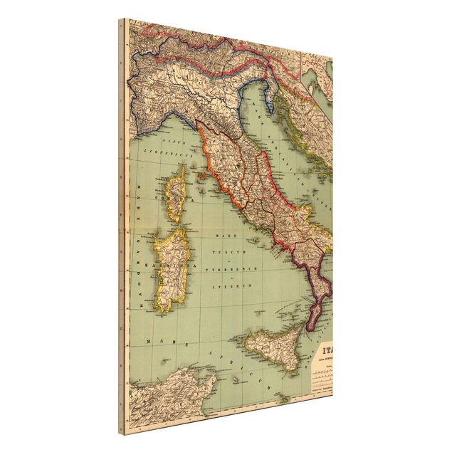 Magnettafel - Vintage Landkarte Italien - Hochformat 2:3
