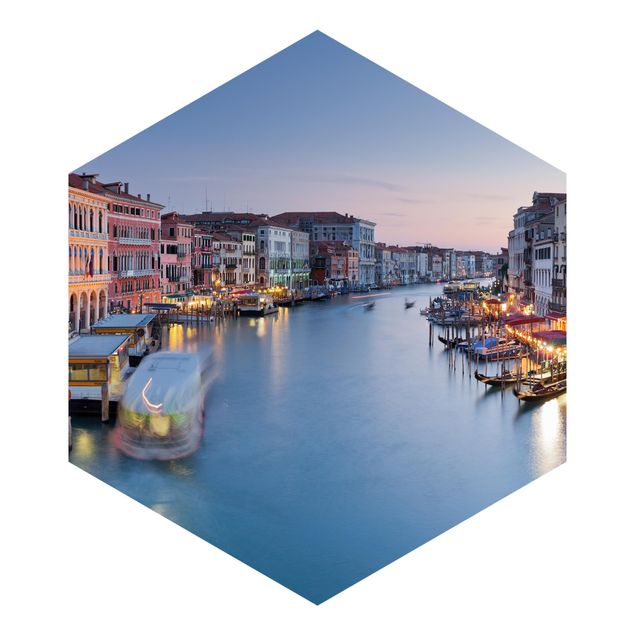 Fototapete orange Abendstimmung auf Canal Grande in Venedig