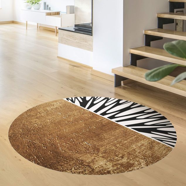 Moderner Teppich Abstrakte Formen - Goldener Kreis